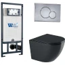 Комплект унитаза с инсталляцией WeltWasser MARBERG 507 + MERZBACH 043 GL-BL + MAR 507 RD-CR 10000012203 цвет Черный глянцевый с сиденьем Микролифт и клавишей смыва цвет Хром