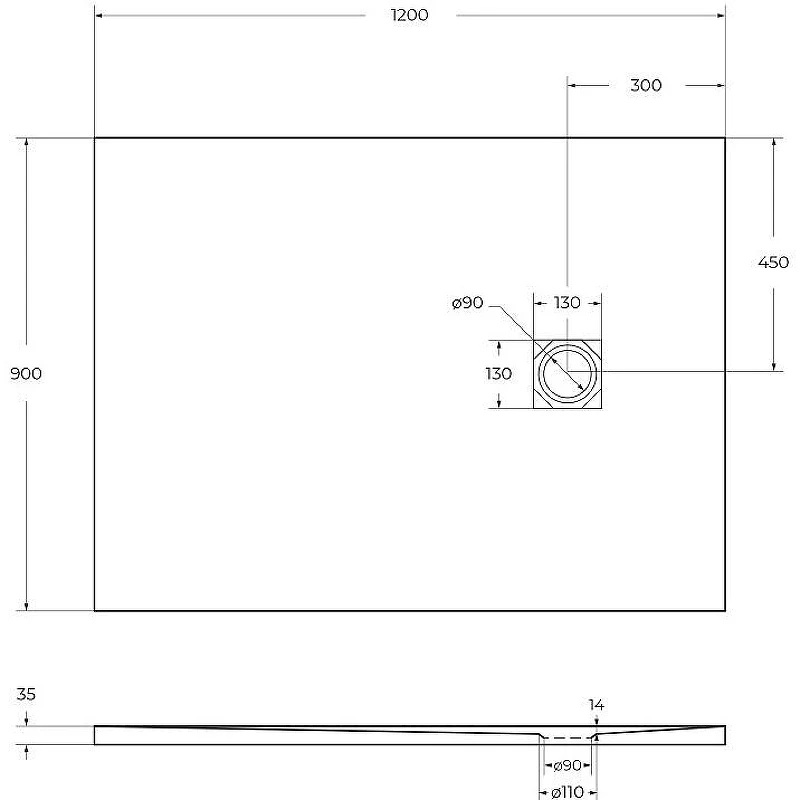 Душевой поддон из искусственного камня BelBagno Uno 120x90 TRAY-MR-UNO-AH-120/90-35-W-NO Белый