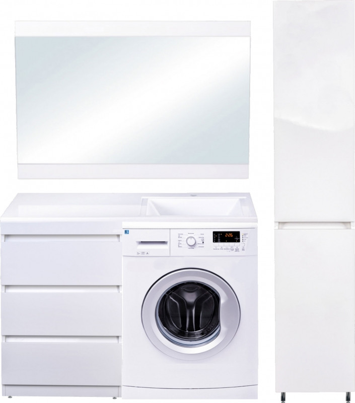 Тумба под раковину Style Line Даллас 120 Люкс Plus СС-00002272 3 ящика Белая МДФ / ЛДСП