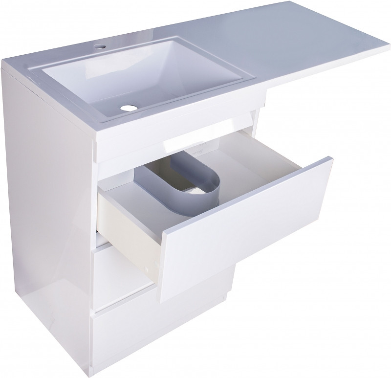 Тумба под раковину Style Line Даллас 120 Люкс Plus СС-00002272 3 ящика Белая МДФ / ЛДСП