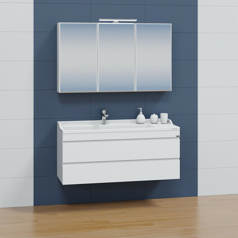 Тумба под раковину СанТа Марс 120 700255 подвесная Белая МДФ / ЛДСП