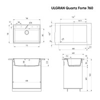 Кухонная мойка Ulgran Quartz Forte 760-06 Трюфель искусственный камень (литьевой мрамор) встраиваемый
