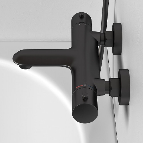 Смеситель для ванны Abelsberg Perfecta INF61101GM с термостатом цвет Космическая сталь