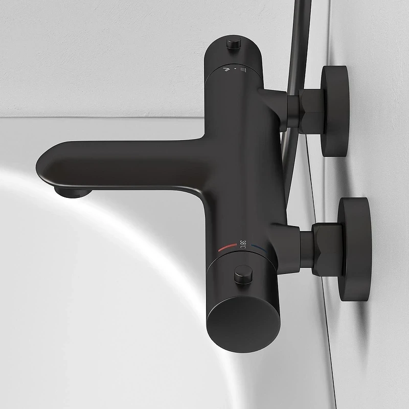 Смеситель для ванны Abelsberg Perfecta INF61101GM с термостатом цвет Космическая сталь