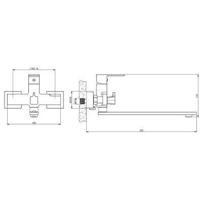 Смеситель для ванны Belz B613 B22613 универсальный Хром латунь на стену