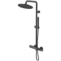 Душевая система Gattoni Circle Two KIT/TS60NO с термостатом Черная матовая латунь на стену