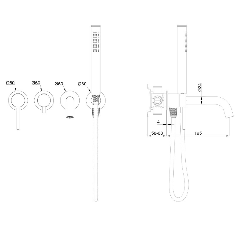 Смеситель для ванны Wonzon & Woghand Stick WW-889017-MB цвет Черный матовый