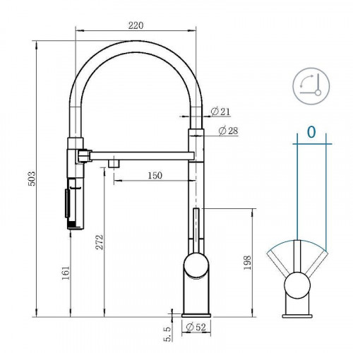 Смеситель для кухни Grandex Aqua Choice-S 9020151 цвет Золото