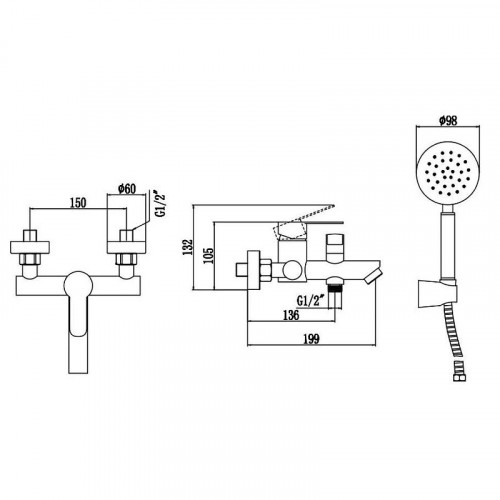 Смеситель для ванны Fmark FS8204H цвет Черный