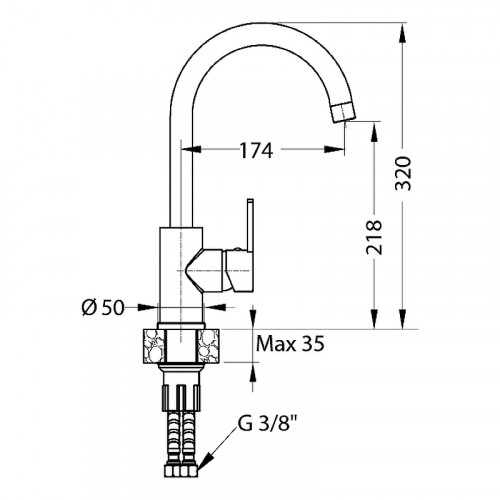 Смеситель для кухни Alveus Genesis Tonia Brs 1129055 Брашированная сталь латунь