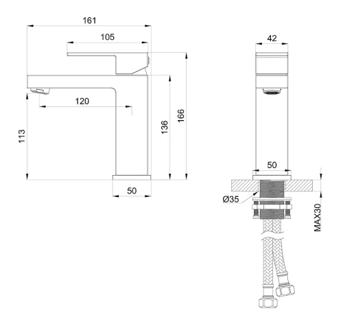 Смеситель для раковины Wonzon & Woghand Cube WW-88139016-MB цвет Черный матовый