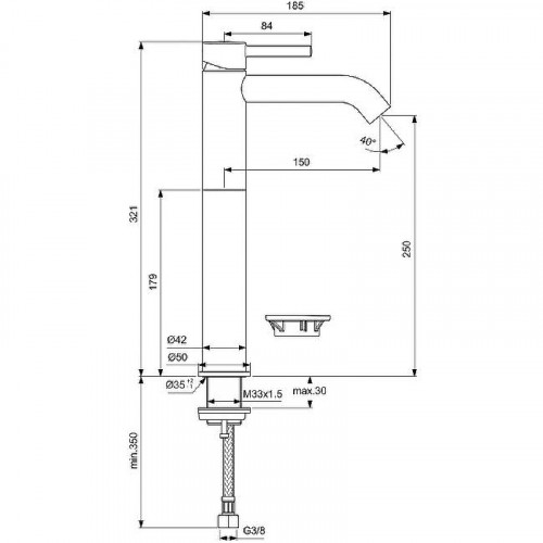 Смеситель для раковины Ideal Standard Ceraline BC269AA Хром латунь