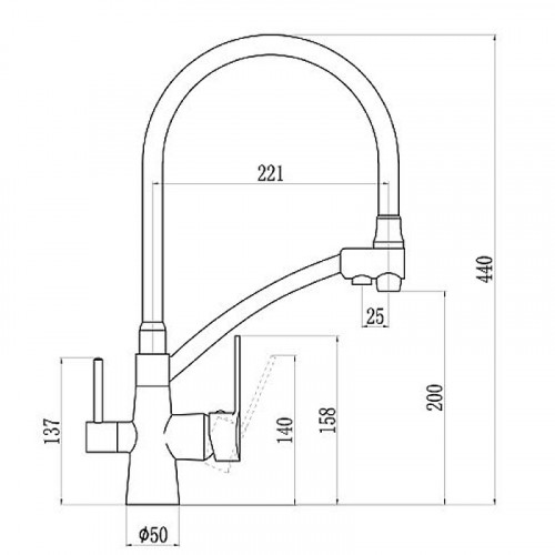 Смеситель для кухни D-Lin H159317 Сатин Серый нержавеющая сталь