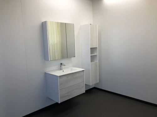 Зеркальный шкаф Comforty Женева 75 00004137096 Дуб белый МДФ / ЛДСП, стекло