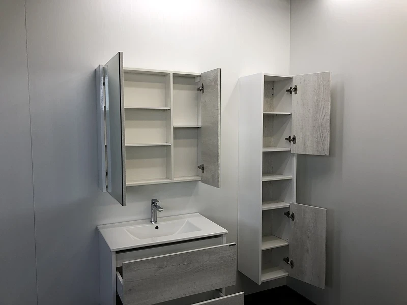Зеркальный шкаф Comforty Женева 75 00004137096 Дуб белый МДФ / ЛДСП, стекло