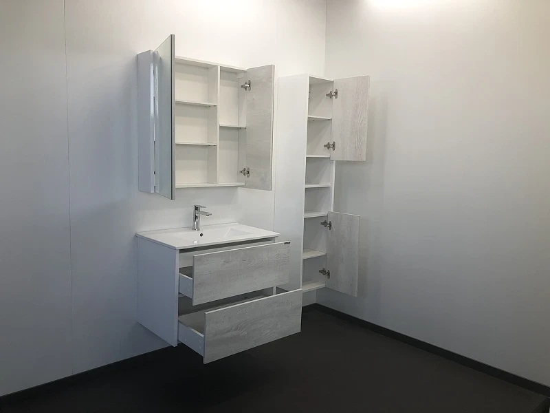 Зеркальный шкаф Comforty Женева 75 00004137096 Дуб белый МДФ / ЛДСП, стекло