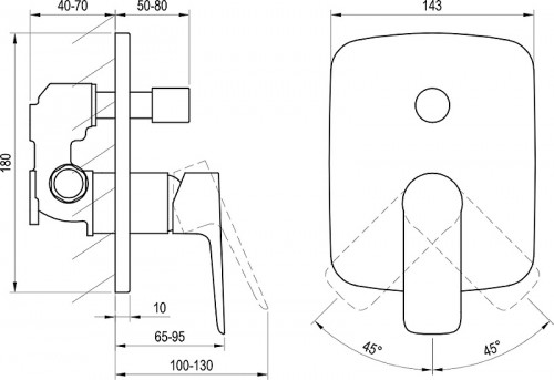 Смеситель для душа Ravak Classic CL 065.00 X070088 Хром латунь встраиваемый