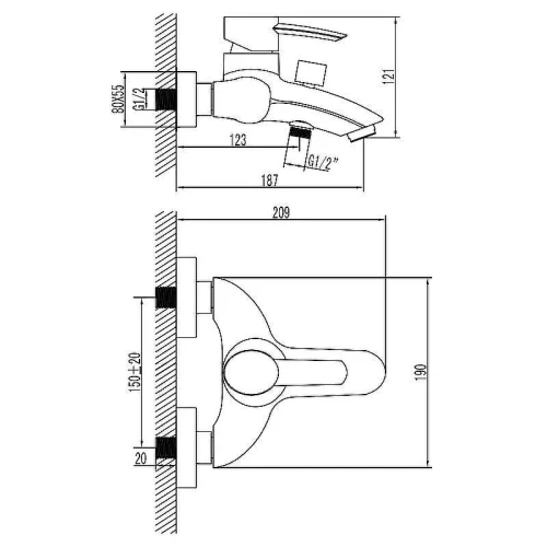 Смеситель для ванны Lemark Atlantiss LM3202C Хром