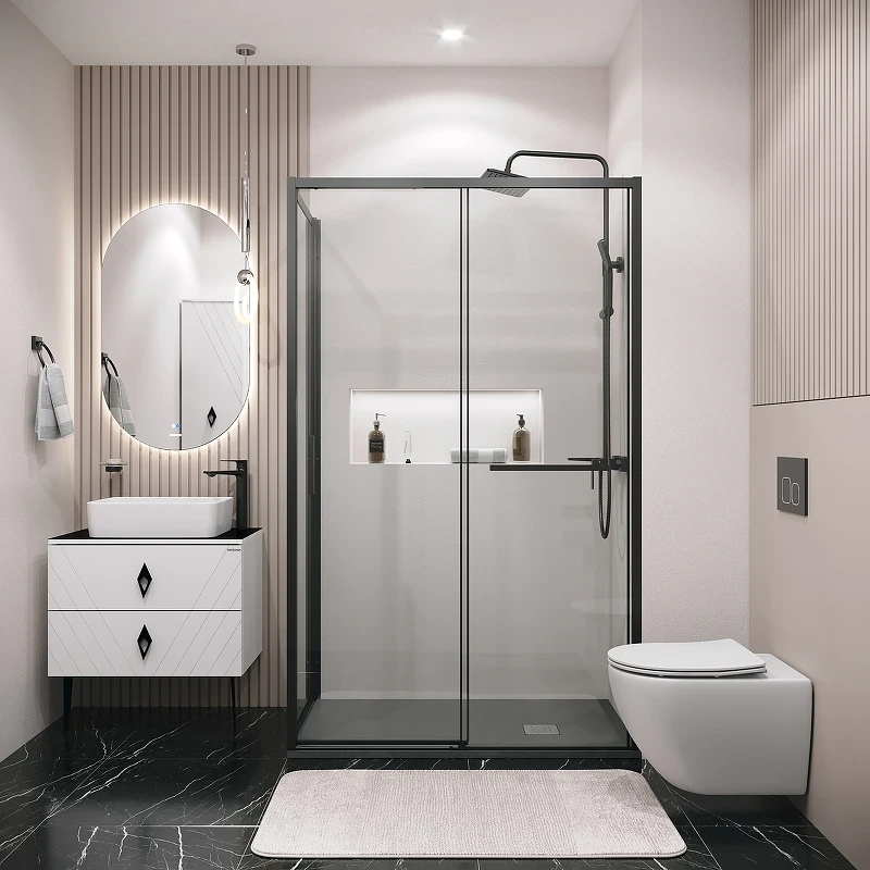 Душевой уголок Grossman Style 130х90 120.K33.05.1390.21.00 профиль Черный матовый стекло прозрачное