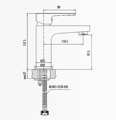 Смеситель для раковины Creavit Sharp SR1500S Черный латунь