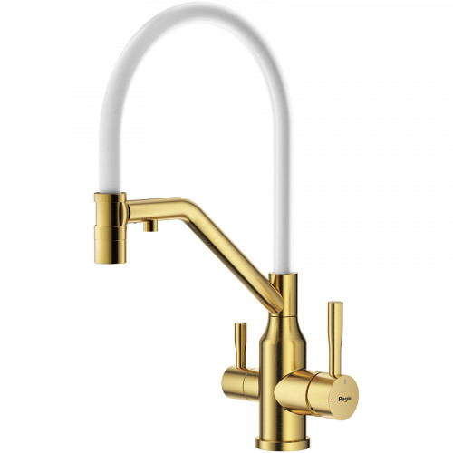 Смеситель для кухни Raglo R81.62.03 Золото матовое Белый латунь