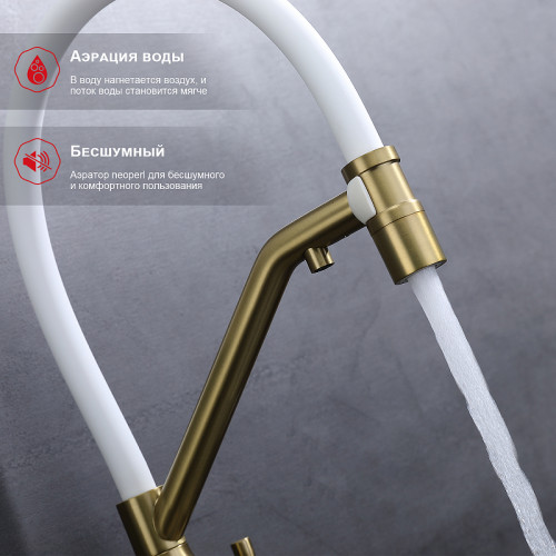 Смеситель для кухни Raglo R81.62.03 Золото матовое Белый латунь