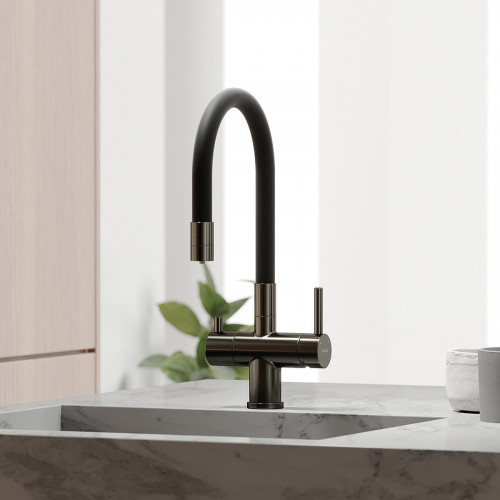 Смеситель для кухни Sancos Lucia SC4004GG Вороненая сталь Черный латунь