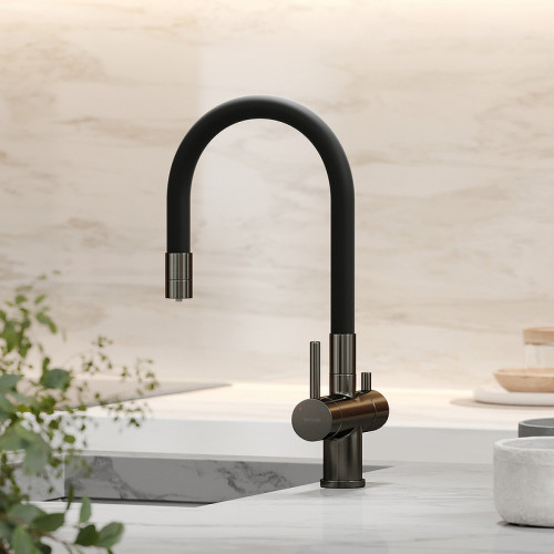 Смеситель для кухни Sancos Lucia SC4004GG Вороненая сталь Черный латунь