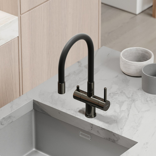 Смеситель для кухни Sancos Lucia SC4004GG Вороненая сталь Черный латунь