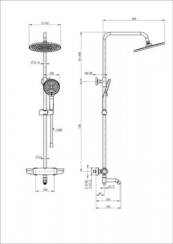Душевая система Wonzon &amp; Woghand Capsule WW-B3031-A2-CR с термостатом цвет Хром