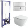 Комплект унитаза Ceramicanova Union CN4009T с инсталляцией Berges Novum L3 040213 с сиденьем Микролифт и клавишей смыва Хром фарфор подвесной