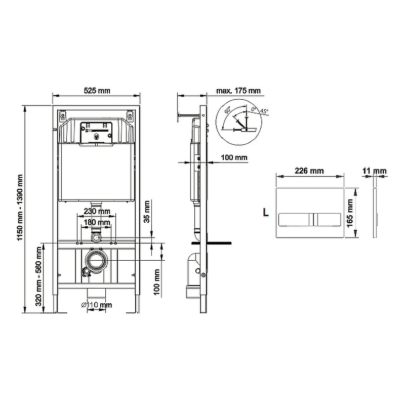 Комплект унитаза Ceramicanova Union CN4009T с инсталляцией Berges Novum L3 040213 с сиденьем Микролифт и клавишей смыва Хром фарфор подвесной