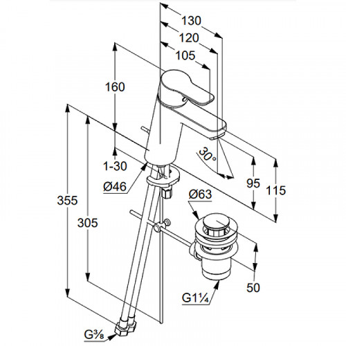 Смеситель для раковины Kludi Pure Easy XL 372900565 Хром латунь