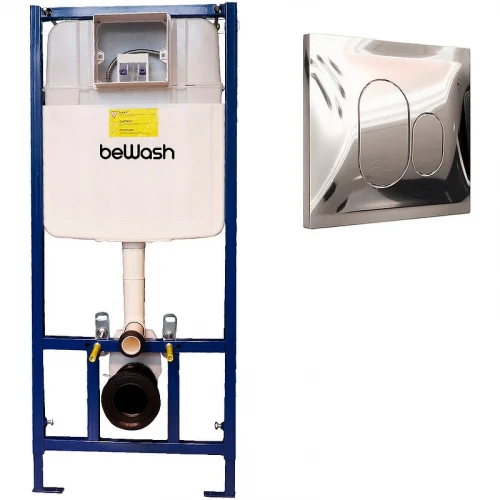 Инсталляция beWash BW74 K500RZVP0100PK000000 для унитаза с клавишей смыва Хром глянцевый пластик