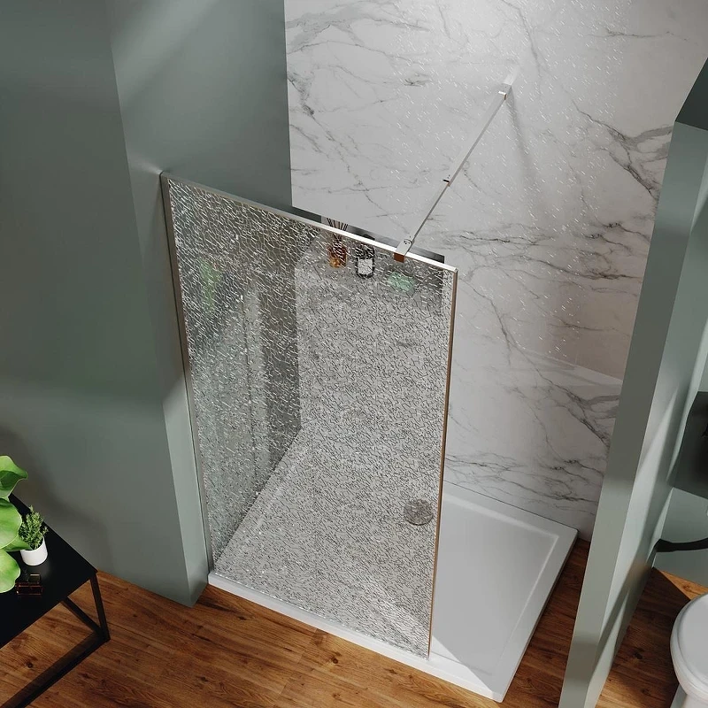 Душевая перегородка Azario Walk-In 90 AZ-275-90-MВ-CBR профиль Черный матовый стекло с узором Битое стекло