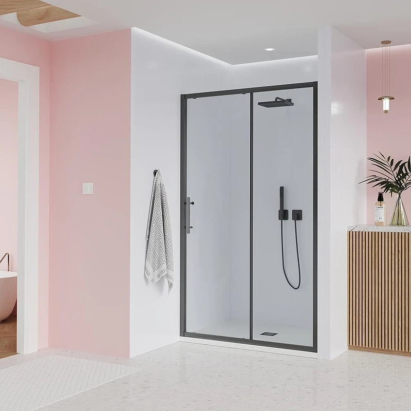 Душевая дверь Veconi Evo 100 GR 110 E1-GR-110-01-C9 профиль цвет Брашированный графит стекло прозрачное