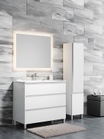 Тумба с раковиной SanVit Авеню-3 120 kavenu3120w Белая глянцевая МДФ / ЛДСП