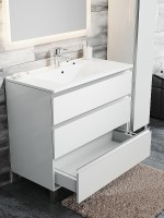 Тумба с раковиной SanVit Авеню-3 120 kavenu3120w Белая глянцевая МДФ / ЛДСП