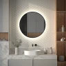 Зеркало Defesto Aura 80х80 DF 2985R с подсветкой 25W-4500K/ИК - выключатель/Нейтральный белый свет/Черная рама