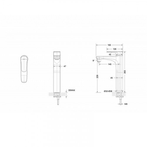 Смеситель для раковины Bravat Source F1173218BW-A9-ENG Черный матовый латунь
