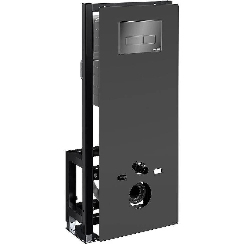 Инсталляция WasserKRAFT Glan 66TLT.010.ME.BL.PB03 для унитаза Черное стекло с клавишей смыва Черный глянец