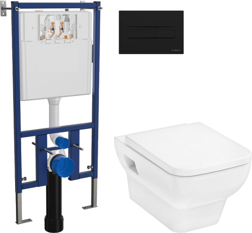 Унитаз с инсталляцией DIWO Hansgrohe CreekTide Q HGSET001 + DIWO 4501 с сиденьем Микролифт с клавишей смыва цвет Матовый черный