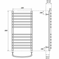 Водяной полотенцесушитель Point Альфа PN05148S П12 400x800 Хром