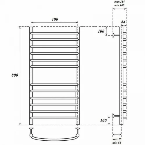 Водяной полотенцесушитель Point Альфа PN05148S П12 400x800 Хром