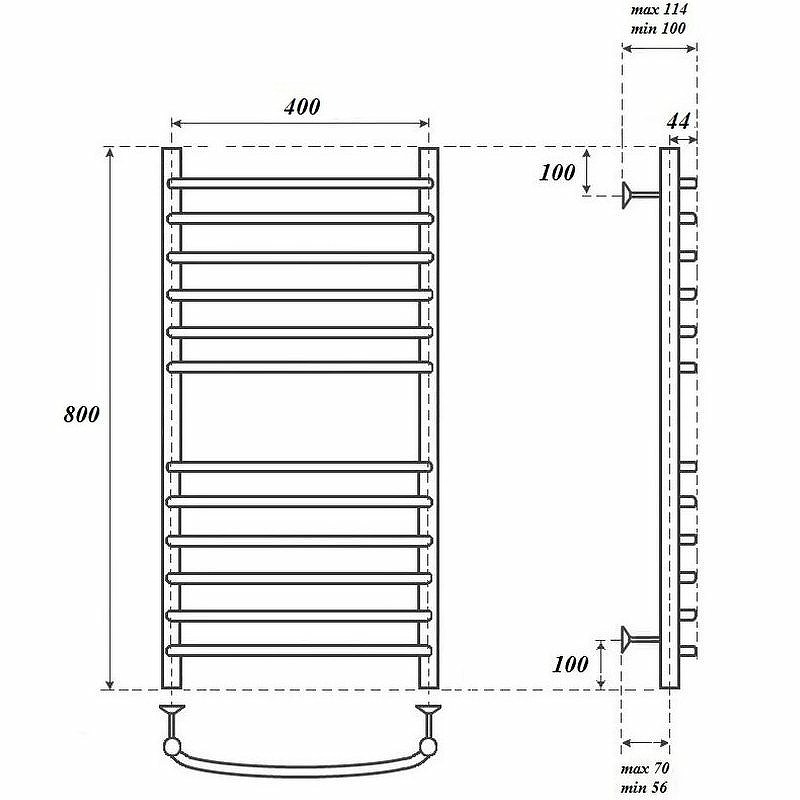 Водяной полотенцесушитель Point Альфа PN05148S П12 400x800 Хром