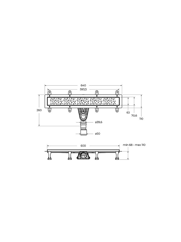 Душевой лоток Cezares Движение (Slider) SLIDER-LD-60-GM с решеткой цвет Оружейная сталь