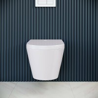Комплект унитаза биде с инсталляцией RGW SW-70 63420270-01 с сиденьем Микролифт и клавишей смыва Хром фаянс подвесной