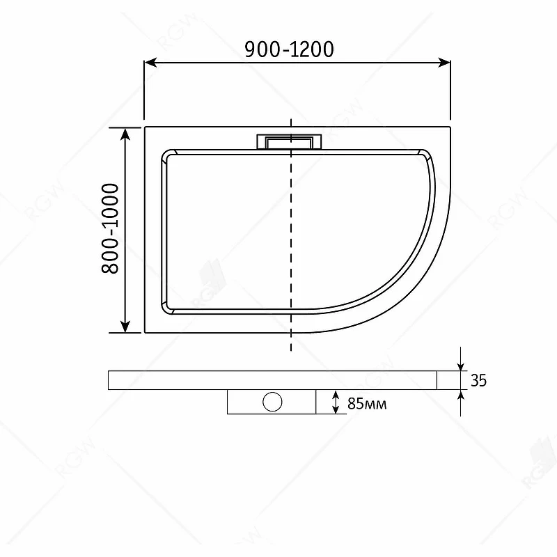 Душевой поддон из искусственного камня RGW GWS-41R 120х90 03150492-01R Белый