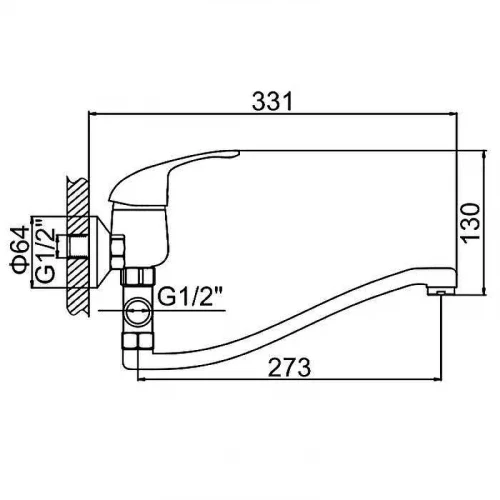 Смеситель для ванны Ledeme H29-B 2129-ВL универсальный Хром