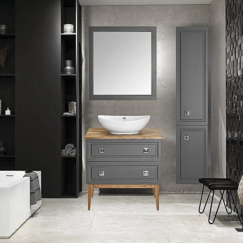 Комплект мебели для ванной ASB-Woodline Каталина 80 Grey 120951 Серый